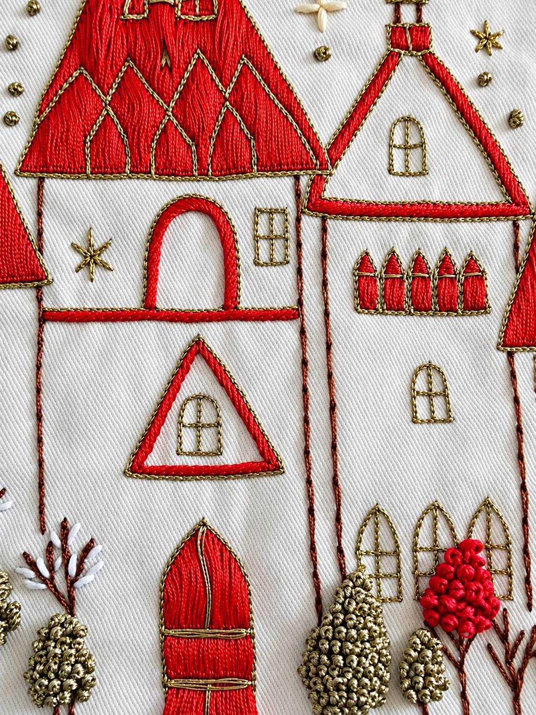 Winter Village Embroidered Christmas Cushion Cover — photo 10