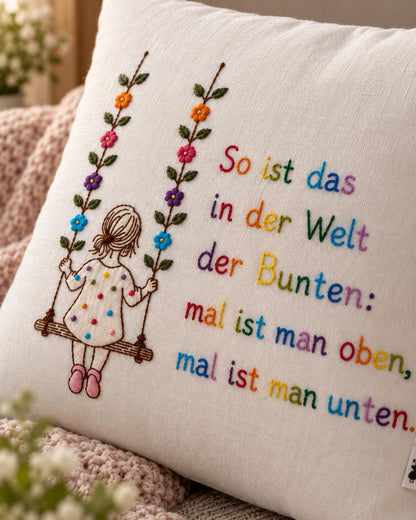 Girl on a Swing Embroidered Cushion Cover — photo 3