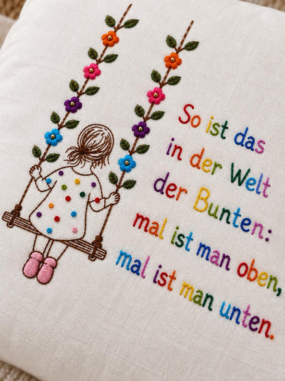 Girl on a Swing Embroidered Cushion Cover — photo 7