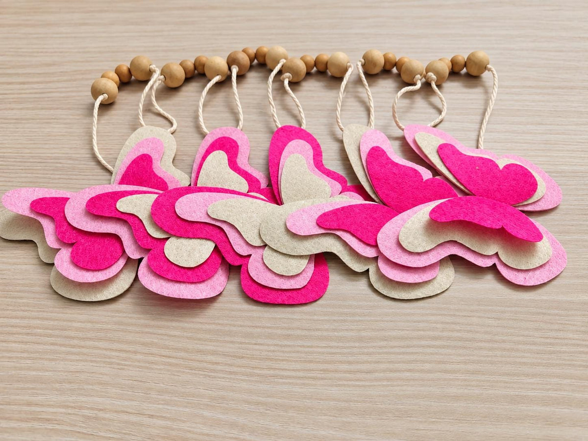 Pink Butterfly & Triangle Felt Bunting — Set or Singles — photo 7