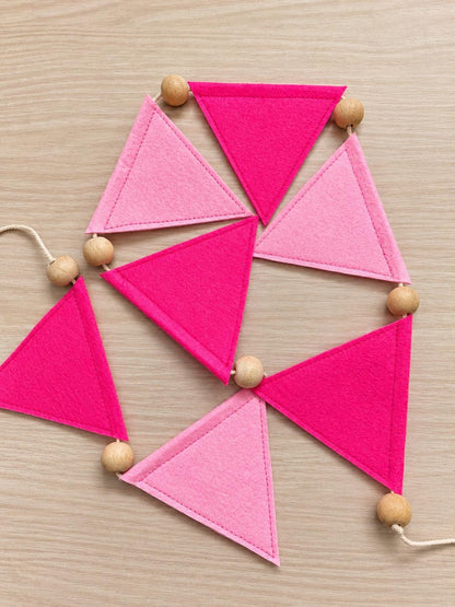 Pink Butterfly & Triangle Felt Bunting — Set or Singles — photo 8