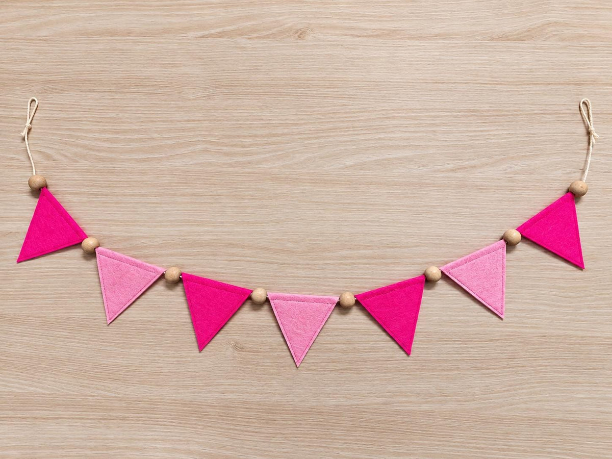 Pink Butterfly & Triangle Felt Bunting — Set or Singles — photo 11