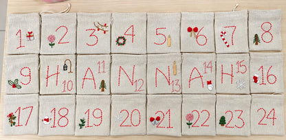 Embroidered Advent Calendar Bunting — 24 Drawstring Pouches — photo 19