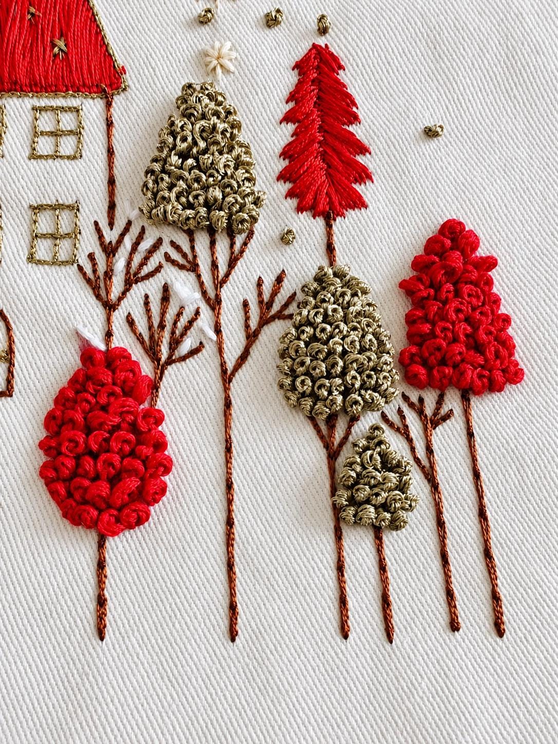 Winter Village Embroidered Christmas Cushion Cover — photo 5