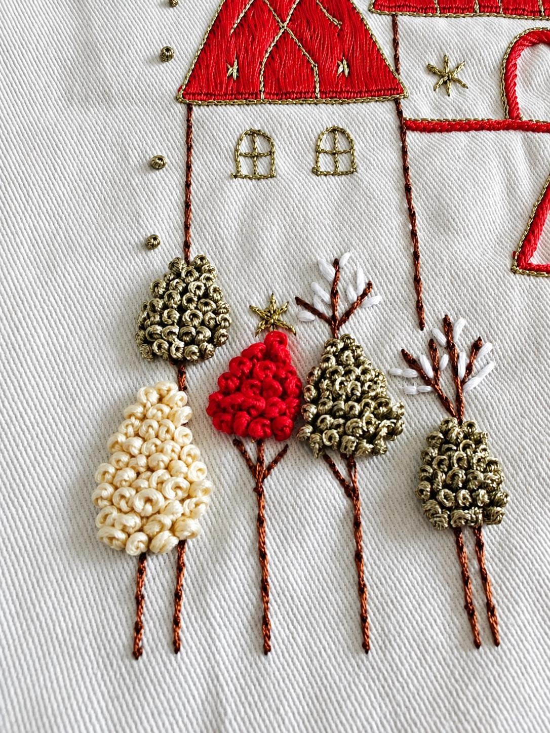 Winter Village Embroidered Christmas Cushion Cover — photo 11