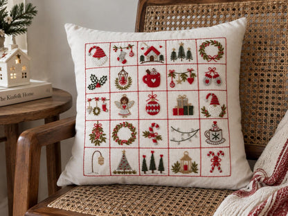 Festive Motifs Embroidered Christmas Cushion Cover — photo 10