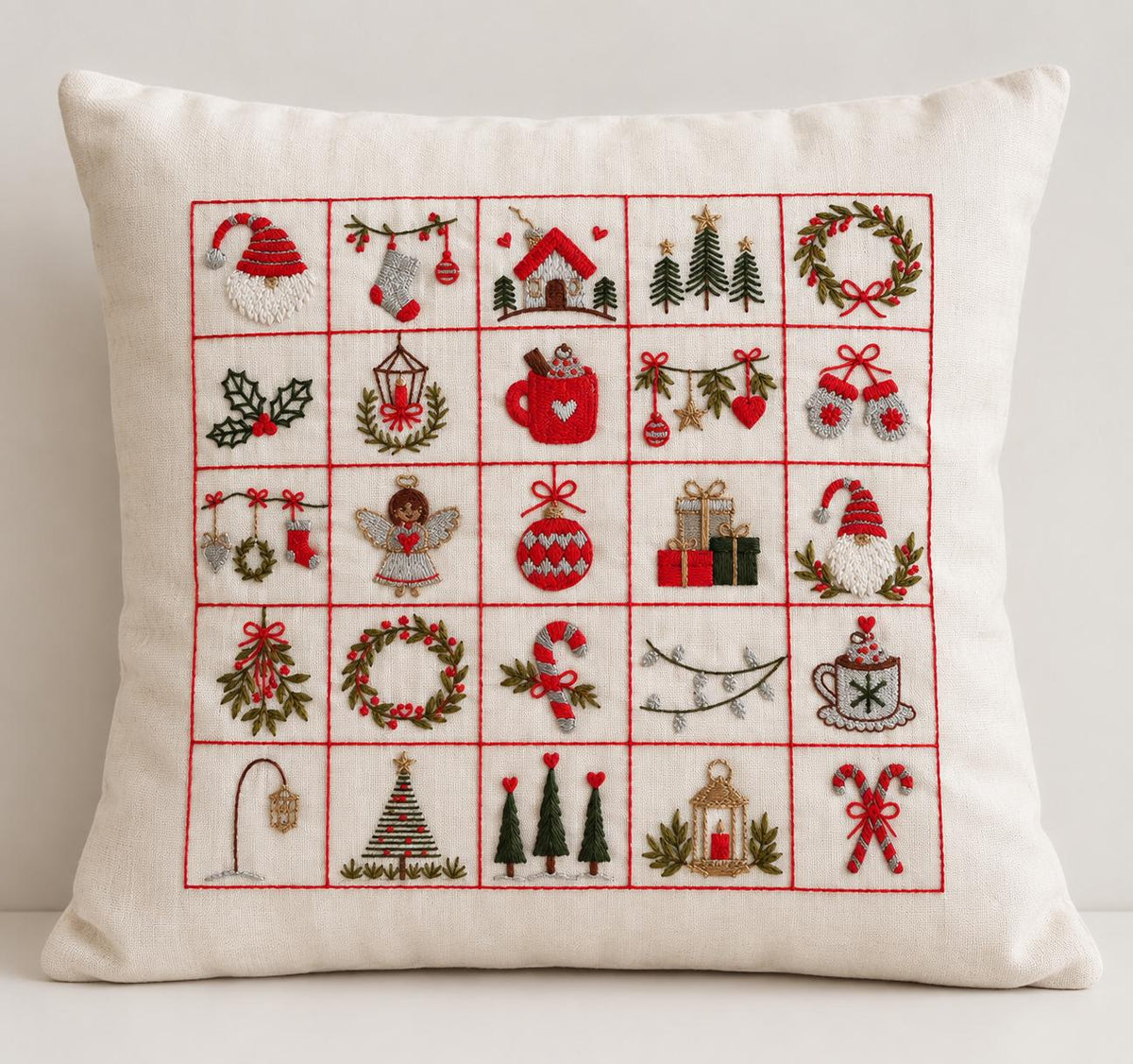 Festive Motifs Embroidered Christmas Cushion Cover — photo 6