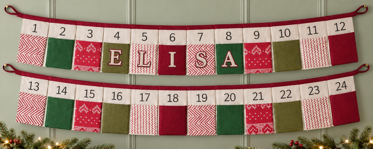 Personalised Fabric Advent Calendar Bunting — 24 Pockets — photo 2