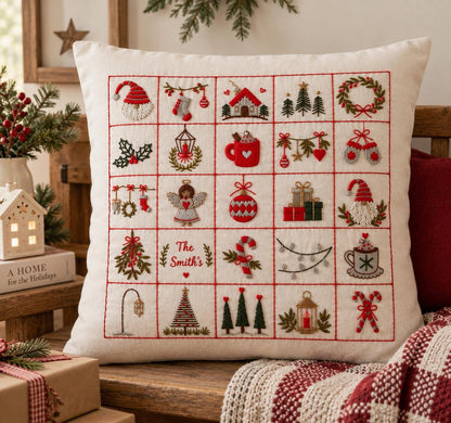 Festive Motifs Embroidered Christmas Cushion Cover — photo 5