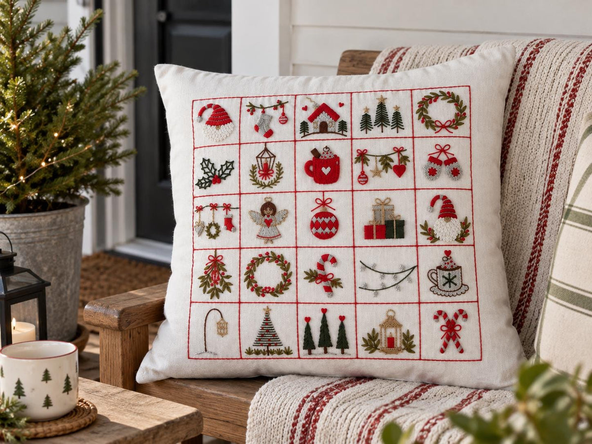 Festive Motifs Embroidered Christmas Cushion Cover — photo 11