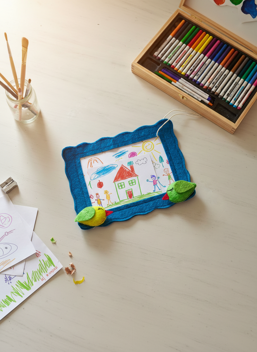 Felt Fridge Magnet Photo Frame Birds