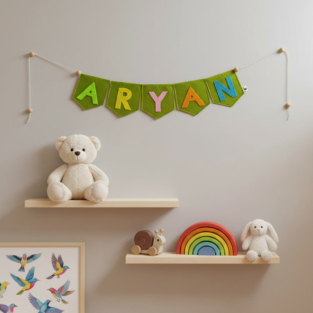Handcrafted Felt Name Wall Hanging, Custom Name Banner, Name Bunting