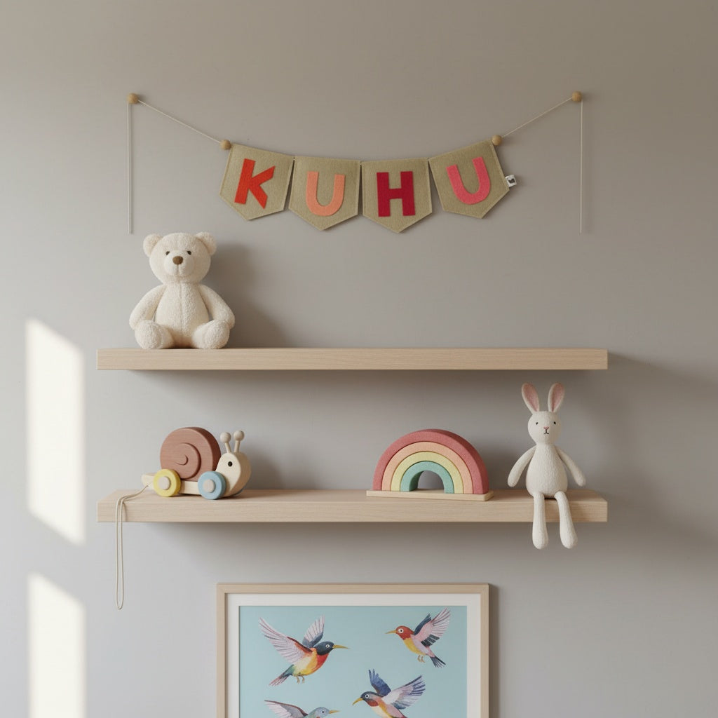 Handcrafted Felt Name Wall Hanging, Custom Name Banner, Name Bunting