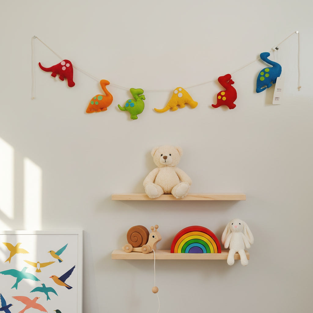 Handcrafted Colourful Dinosaur Felt Bunting | Fun Jurassic Themed Bunting