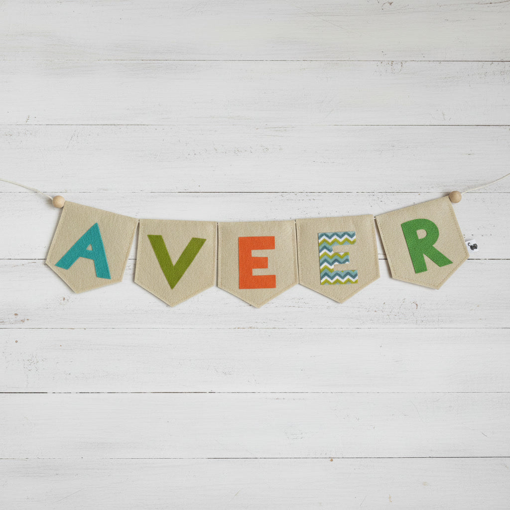 Handcrafted Felt Name Wall Hanging, Custom Name Banner, Name Bunting
