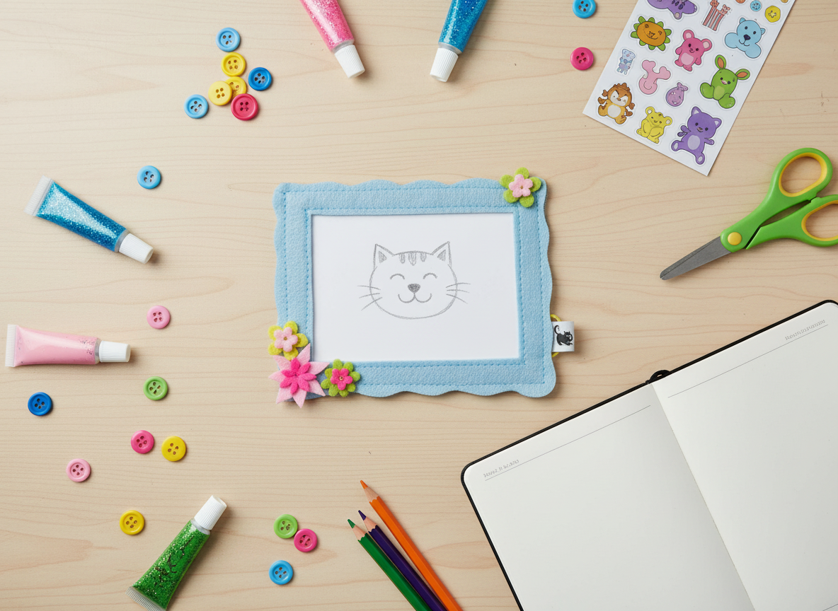 Felt Fridge Magnet Photo Frame Floral