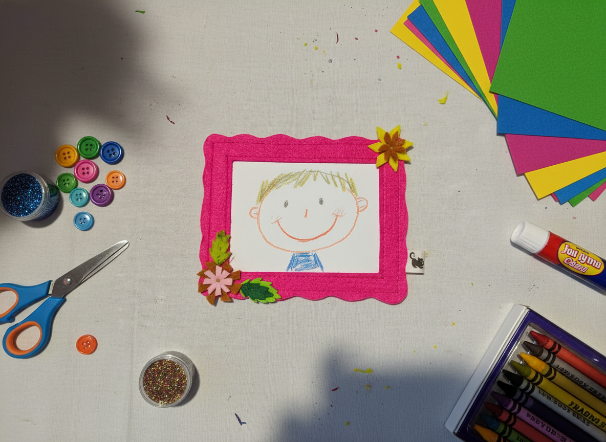 Felt Fridge Magnet Photo Frame Floral