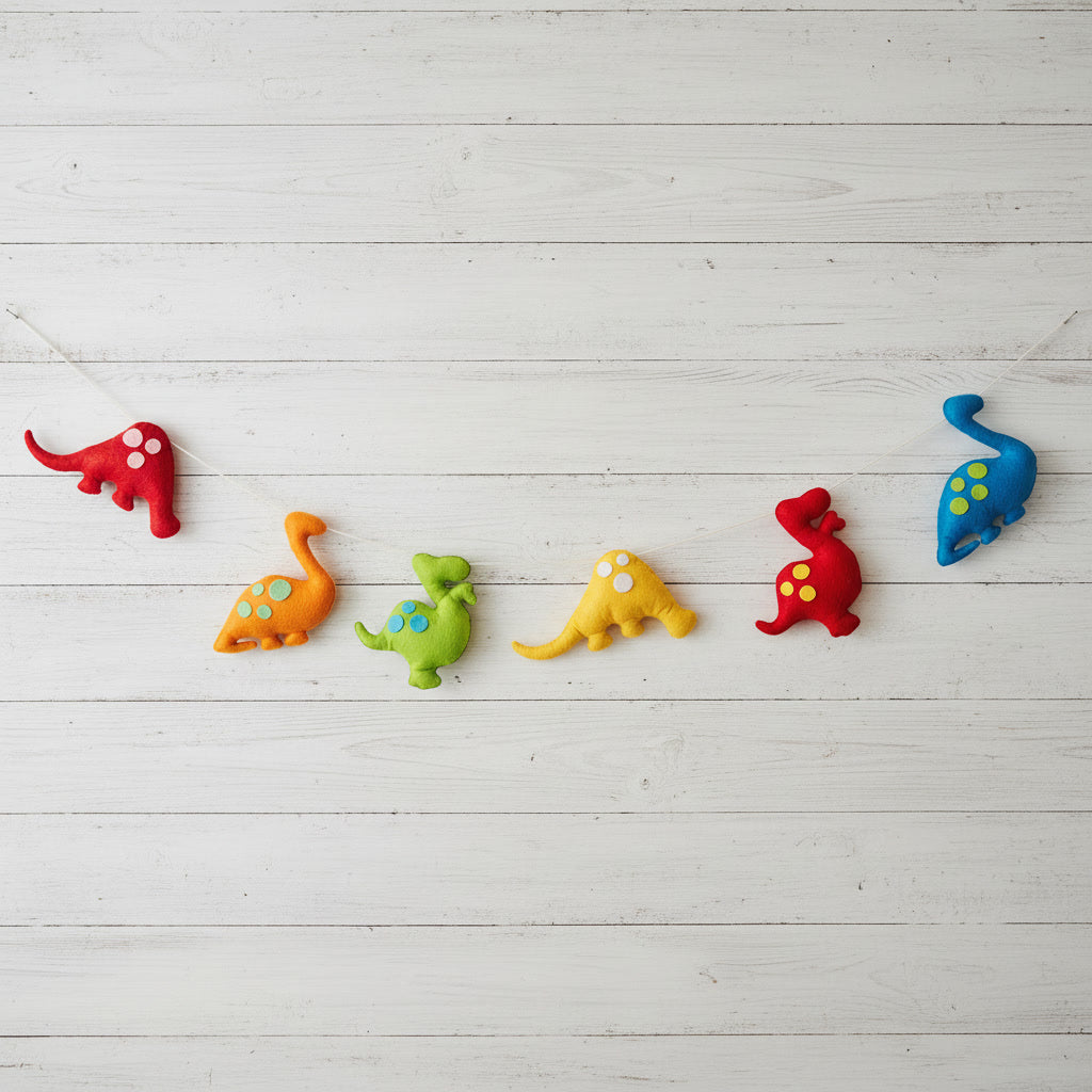 Handcrafted Colourful Dinosaur Felt Bunting | Fun Jurassic Themed Bunting